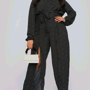 NWOT-Wide Leg Jumpsuit - Black/White